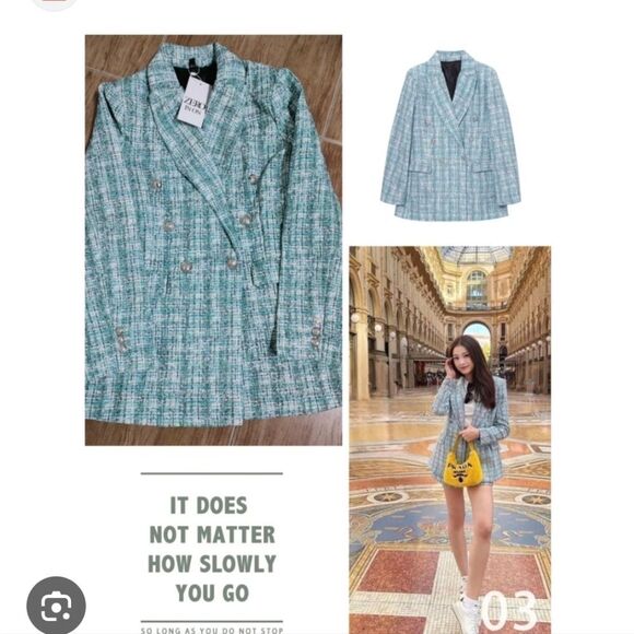 NWTβZARA 2 PCS SET BLAZER AND SHORTS TWEED Chanel Style - Picture 16 of 16